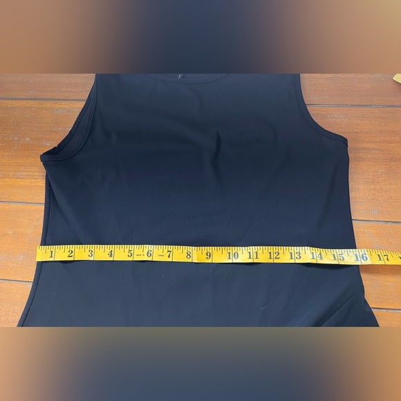 Sarah Pacini Midi Dress Techno Fabric Black Sleeveless Bias Cut Stretch Modern - Picture 14 of 16